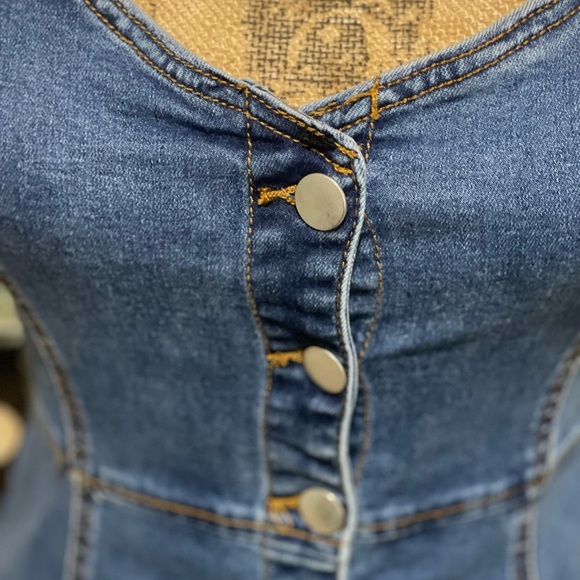 Forever 21 Denim Button Down Dress Jumper M - Picture 6 of 7
